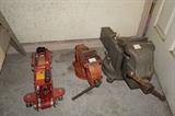 Floor jack, Popular Mechanics #4 vice, Columbian 606M3 vice - 6" jaw 