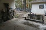 Porch swing, yard tools, organizer