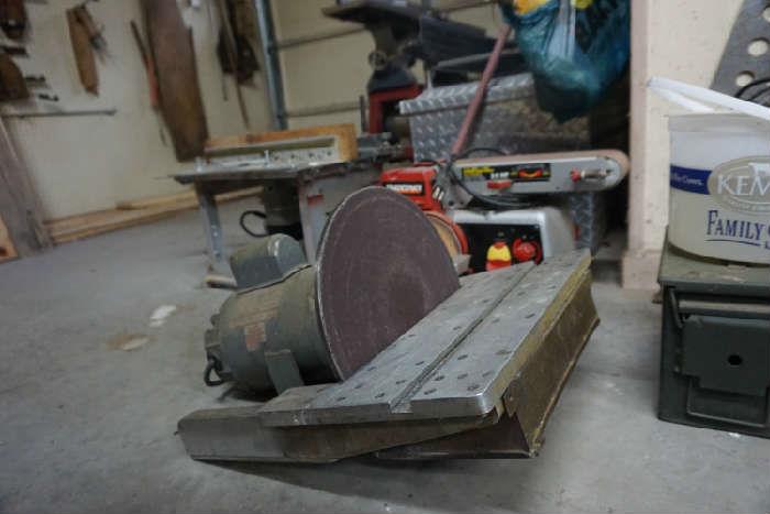 Metal Sander, Porter Cable Router in the back and Tradesman sandeer