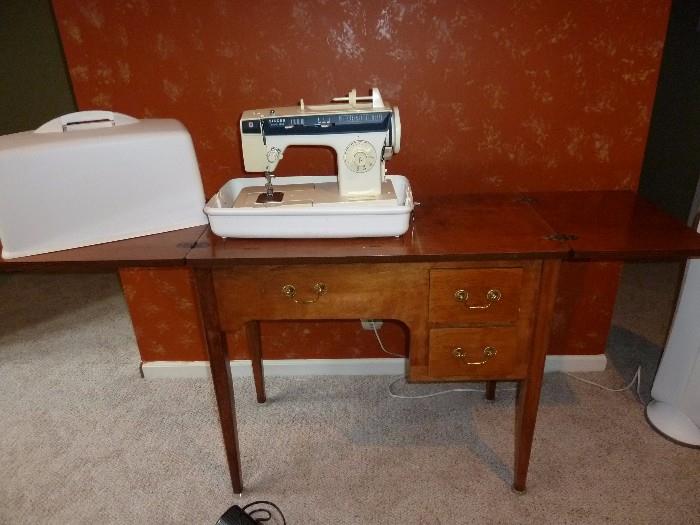 Portable sewing machine with case and Sewing cabinet