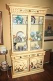 Beautiful Karges hand-painted Chinese lighted cabinet full of treasures!