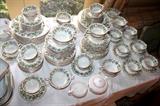 Huge set of Castleton "Ravenna" china - service for 16 and Wedgwood "Queen's Ware" cream and sugar.