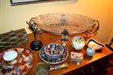 Huge antique 19th century French crystal and bronze centerpiece bowl and other treasures!