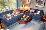 Howard Millar sofa and loveseat, custom made rug, coffee table, end table, and more!