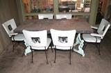Awesome vintage outdoor table and 6 chairs - marked Woodard