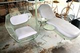 Woodard Sculptura chair, chaise lounger, and table