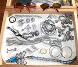 Sterling and vintage costume jewelry. Vintage Christian Dior and Fendi sunglasses