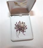 14k white gold diamond / ruby / pearl pin
