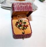 18k yellow gold tourmaline and diamond cluster ring