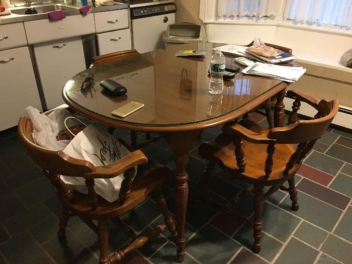 Solid oak table & chairs