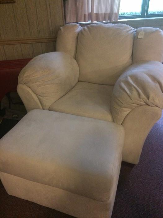 Over-stuffed white chair