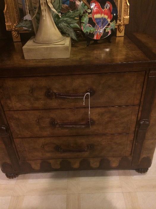 Leather-looking three drawer chest