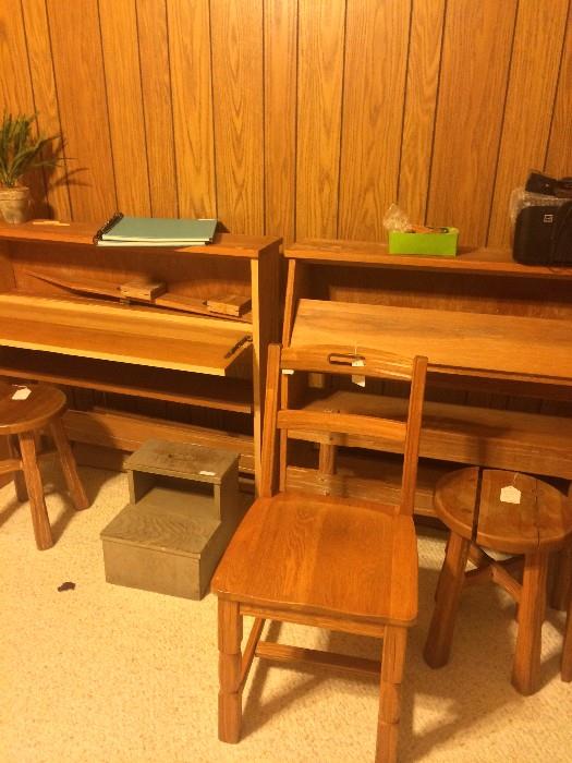 Vintage Ranch Oak twin headboards/desks/chair/stool