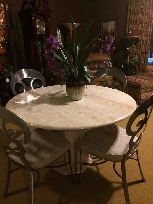Marble-like table & 4 chairs (from the estate of Mrs. Lena Callender)