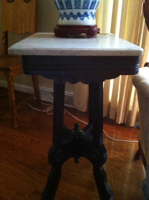 Walnut marble top table