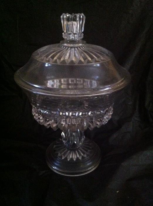clear glass compote