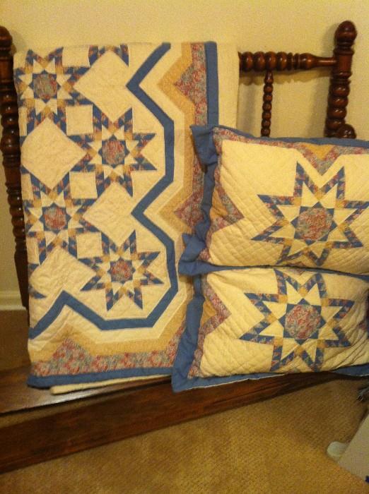 quilt and two matching pillows