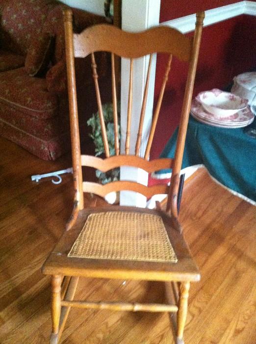 rocking chair with cane weaving