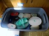 Several boxes of Tupperware
