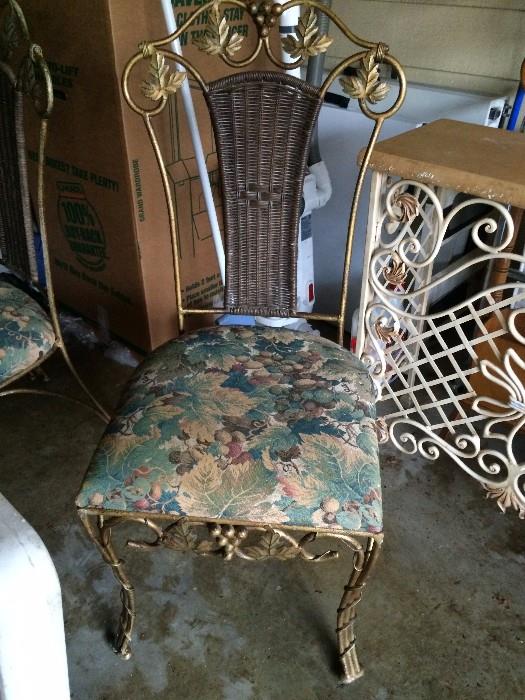 metal chairs with grape design