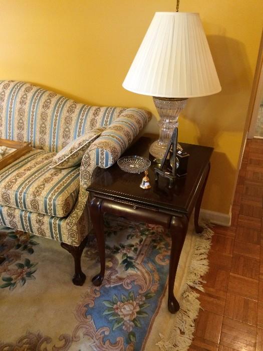 area rug, lamps, end table , sofa