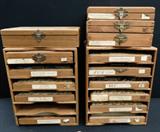 Kingsley Machine Co., Hollywood, Calif. vintage metal Hot Foil type sets, original wooden boxes and trays ect