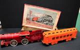 antique tin trains & box