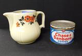 vintage Hall's pitcher & coffee tin