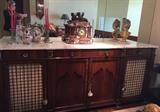 Antique Regency Rosewood, marble top cadenza/sideboard or breakfront. Late 19th century. 