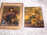 Antique reverse painted  paintings   signed on the back.  