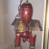 antique tôle painted lamp 