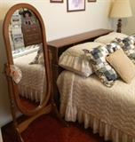 Standing mirror.  Headboard for 1960s bedroom set.