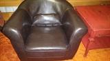 Leather club chair, some scratching, would be great for dorm or kids room.  Only $10