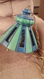 Fun vintage light fixture in blue and green