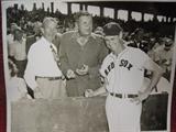 Rare press photo of Eddie Collins, Babe Ruth, and Ted Williams. This photo is also very collectible as it was also a 1959 Fleer Baseball Card. There is one other known. The photo was taken by Carroll Myett photographer for the Boston American Record.