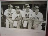 Rare Press Photo of Ted Williams, unidentified, Bobby Doerr, and Dom Dimaggio photographed by "The Camerman" award winning photographer from the Boston Herald Leslie Jones 1942. One similar was released, this is the only one of this picture known.