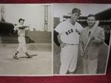 Two Rare Press Photos 1. Ted Williams warming up, only one known. 2. Ted Williams and Frankie Lane, only one known.