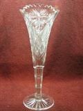 13 1/4" tall exquisite American Brilliant Period Cut Glass Trumpet Vase with a rayed star CA 1900