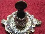French Enamel and Bronze Champleve Inkwell CA 1850.