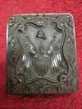 CA 1860 Thermoplastic Union Case Daguerreotype Case with patriotic cover, rare.
