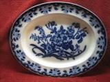 W.T. Copeland and Sons Flow Blue Turkey Platter 17" x 13.5", CA 1847-1867.