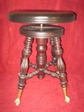 A. Mirriam and Company Ball Claw Adjustable Piano Stool CA 1880's.