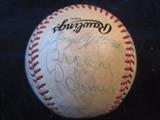 Brooks Robinson and Ted Kluzewski Autographed Baseball. Also on the ball is Jim Perry, Jack Billingham, Harry Walker, Denny Doyle, Andy Seminick, Davey Johnson, and George Mitterwald