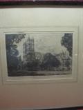 Ernest L. Hampshire Drypoint Etching Westminster Abbey From Devon Park