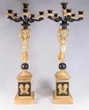 Lot #243 Pair Empire Style Figural 6 Arm Candelabra