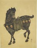 Lot #91 Asian Print of Horse in Partial Gilded Frame