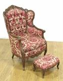 Lot #114 Louis XV Style Bergère, Foot Stool