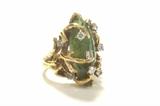 Lot #177 18K Yellow Gold, Diamond, Jade-Like Stone