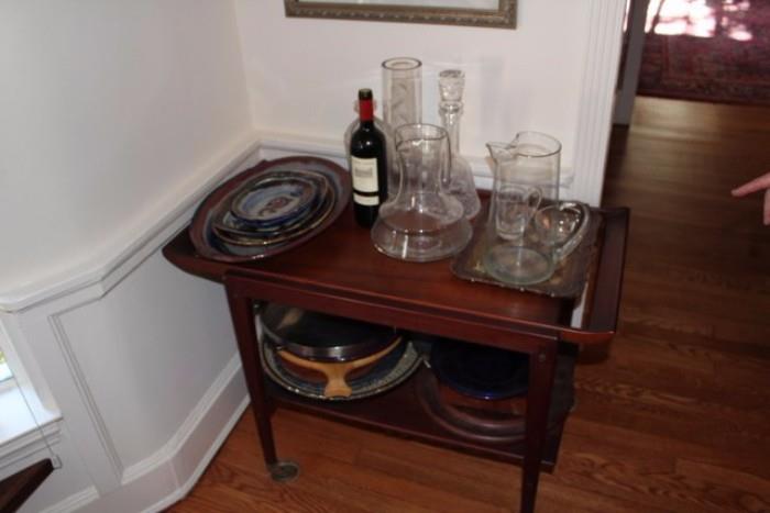 Small Serving Cart with Serving Pcs
