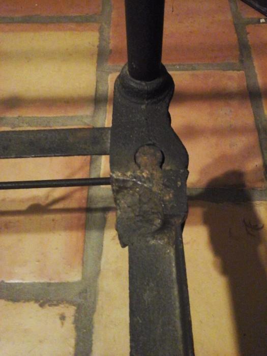 Detail of connections on wrought iron bed